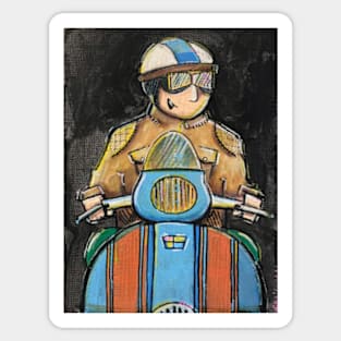 Retro Scooter, Classic Scooter, Scooterist, Scootering, Scooter Rider, Mod Art Sticker